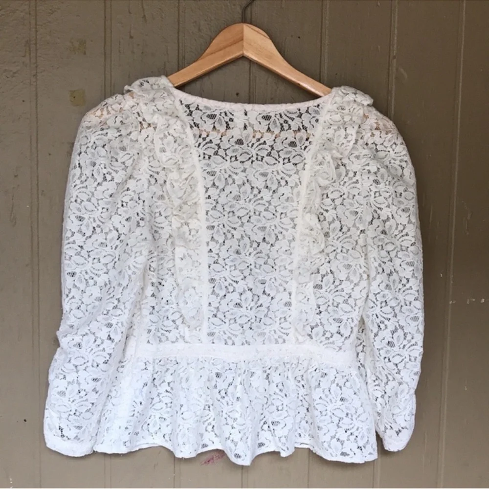 Anthropologie Meadow Rue Ivie Elegant White Lace Top